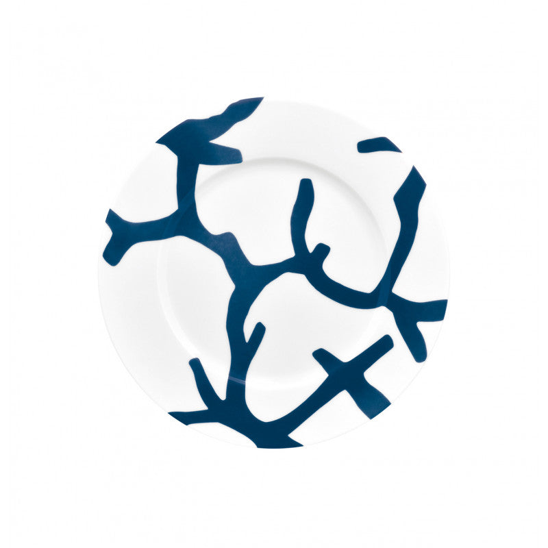 Rim plate flat 22 cm blue with gold rim II | Cristobal Marine