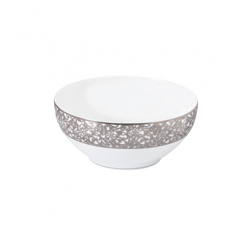 Salad bowl 25 cm white with platine rim | Salamanque Platine