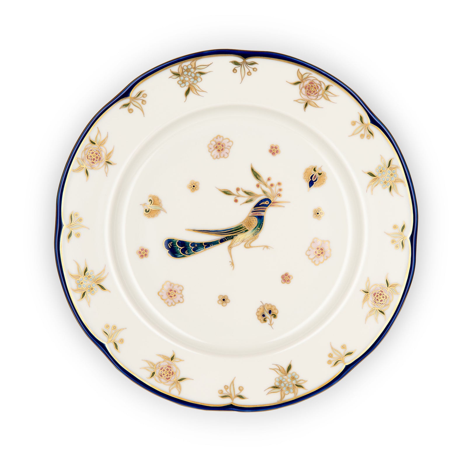 Rim plate flat 25 cm with gold and blue rim | Phoenix