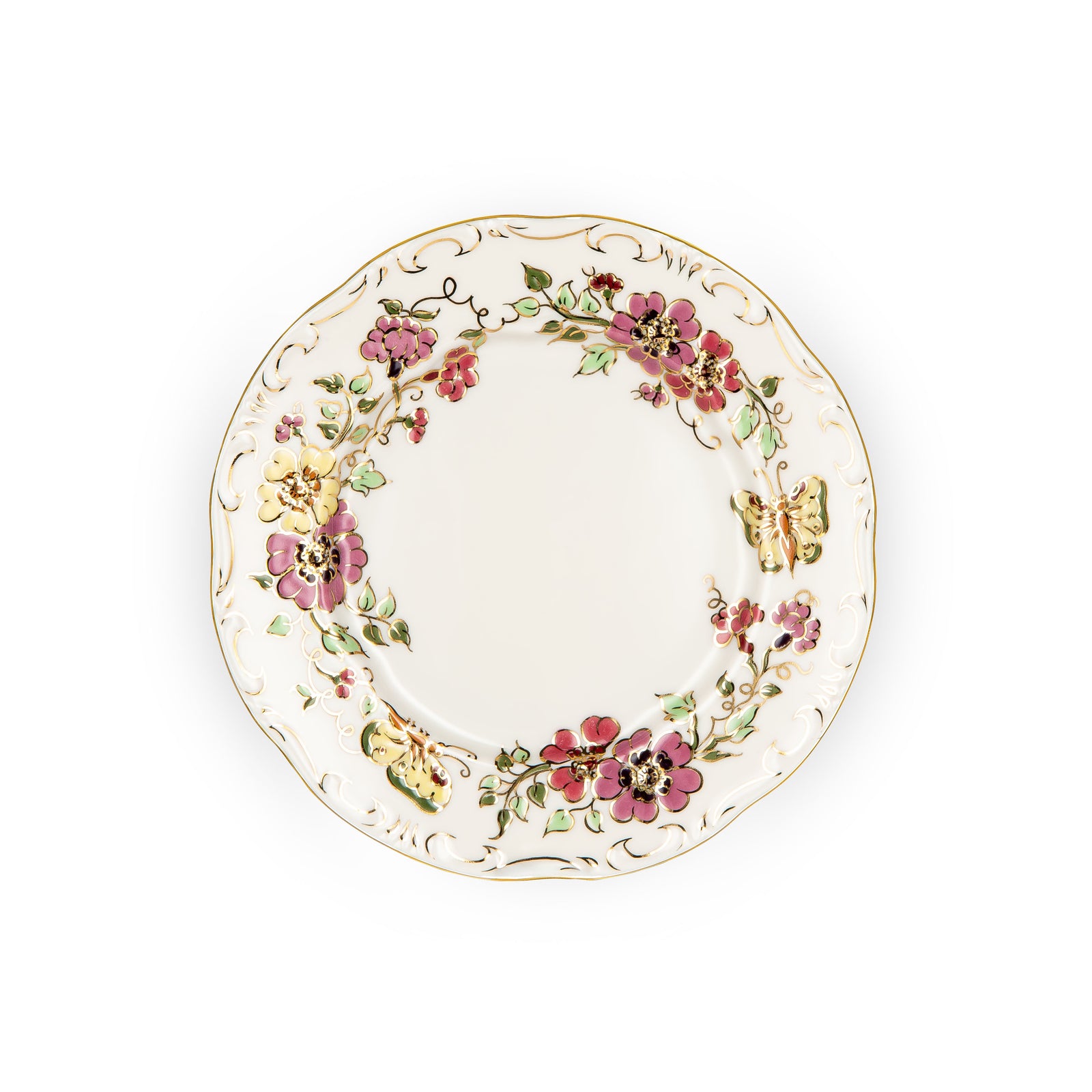 Rim plate deep 23 cm with gold rim | Bloom & Butterfly