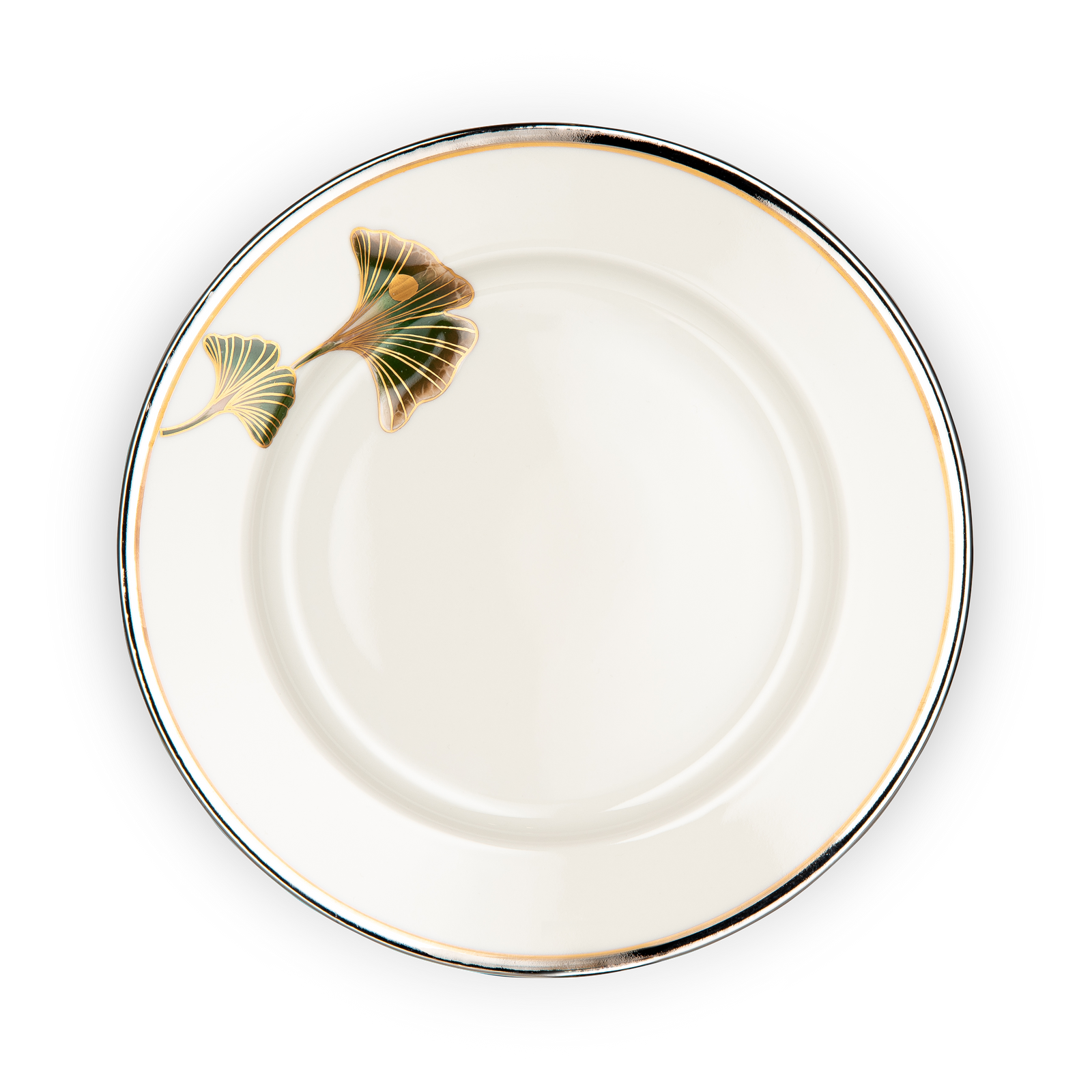 Tea cup and saucer with platinum and gold rim | Ginkgo