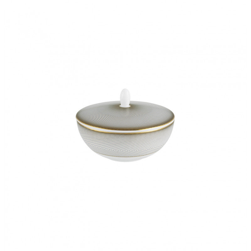 Sugar bowl 11.8 cm grey with gold rim | Oskar