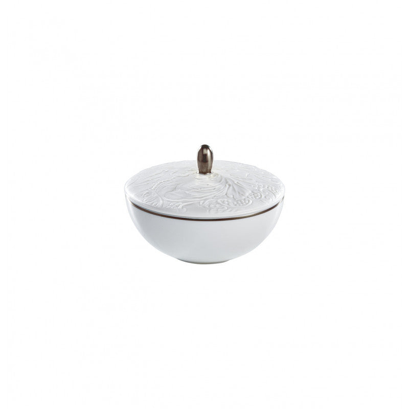 Sugar bowl 11.8 cm white with platine rim | Italian Renaissance