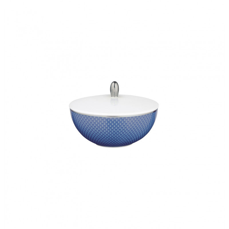 Sugar bowl 11.8 cm blue with platine rim | Trésor Bleu