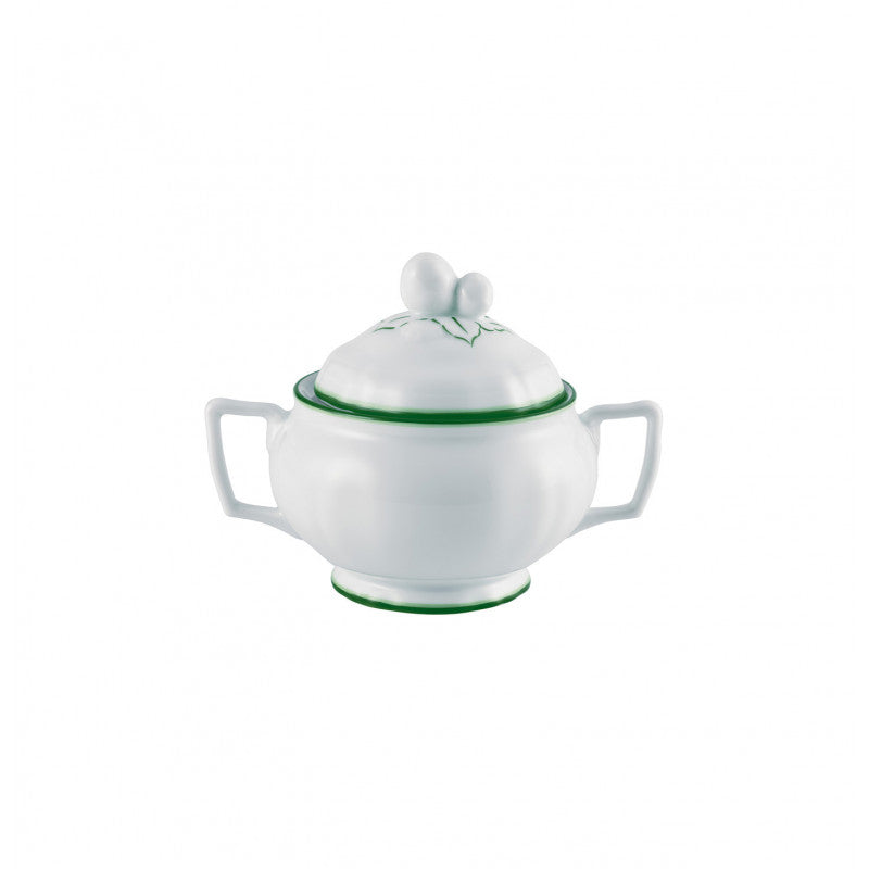 Sugar bowl 8.2 cm green | Touraine Double Filet Vert