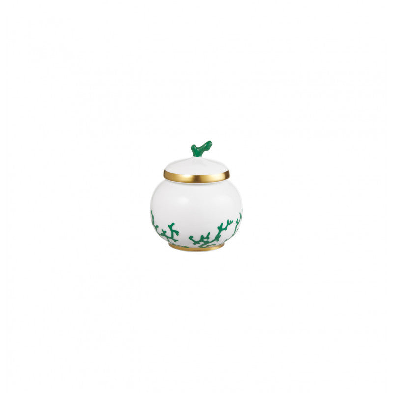 Sugar bowl 6.1 cm green with gold rim | Cristobal Emeraude