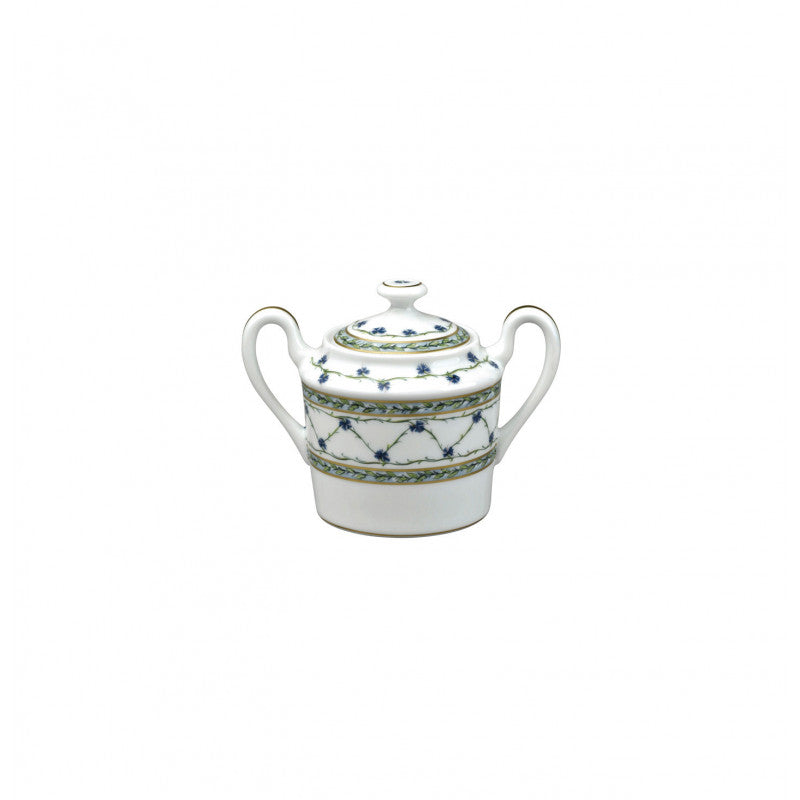 Sugar bowl 6.8 cm green/blue with gold rim | Allée Du Roy
