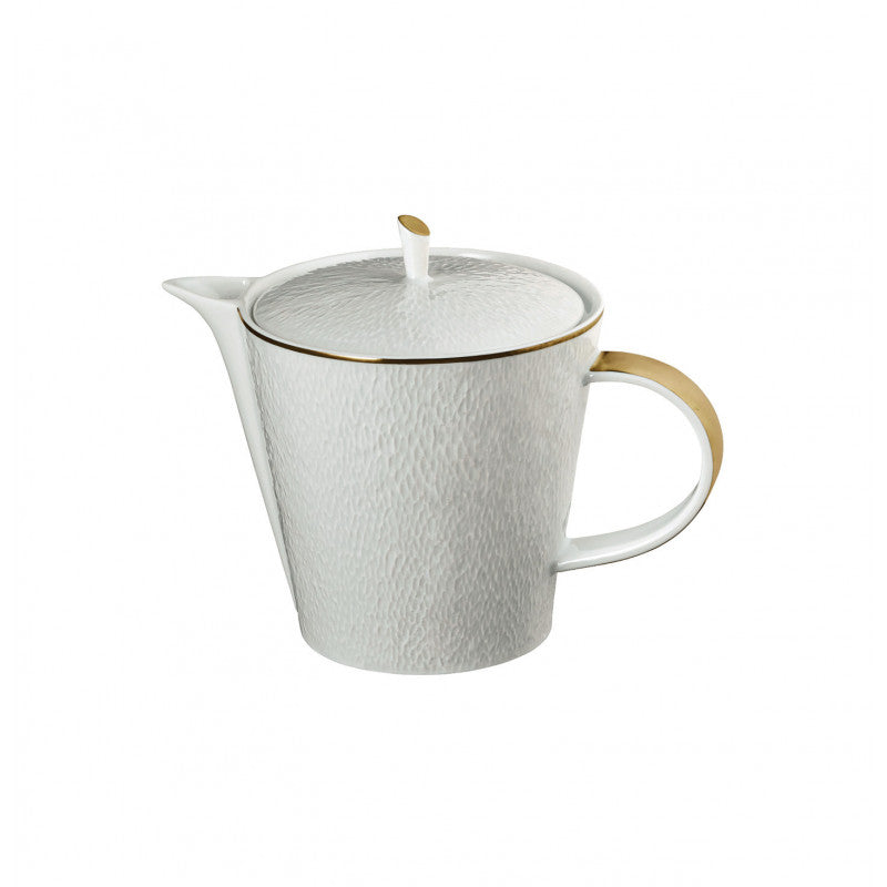 Tea / coffee pot 13 cm white with gold rim | Minéral Filet Or