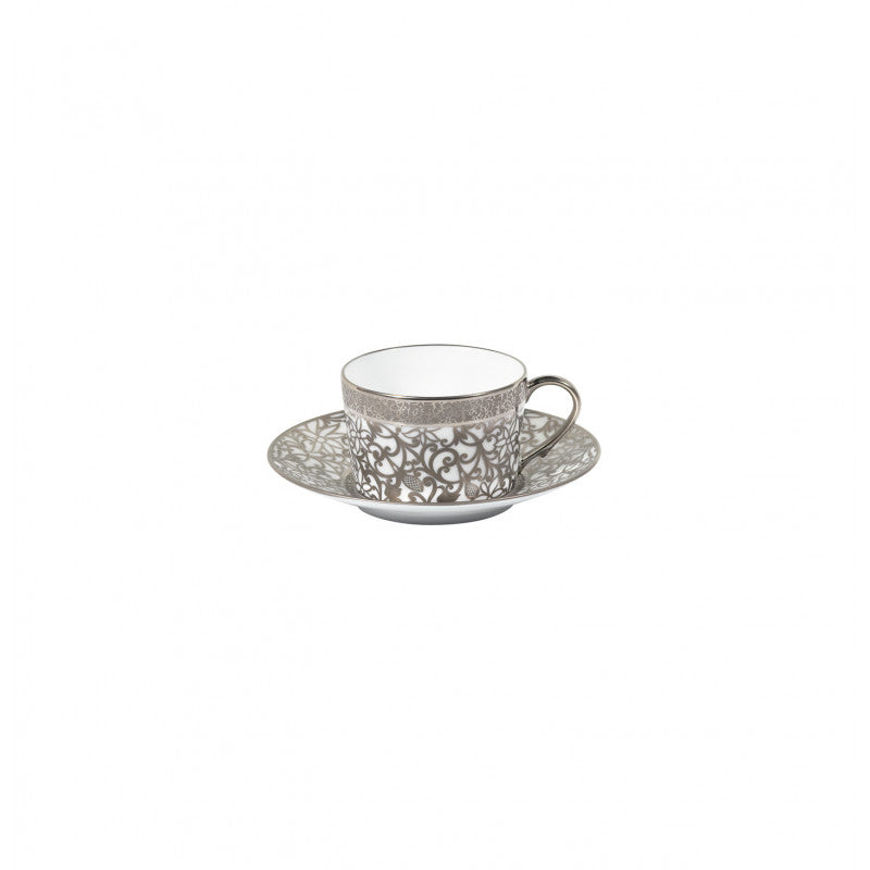 Tea cup extra 8.6 cm - White with platine rim | Tolède Platine
