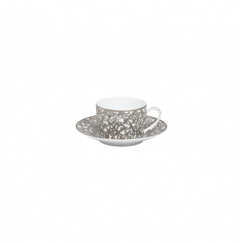 Tea cup extra 8.6 cm white with platine rim | Salamanque Platine