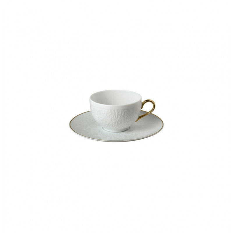 Tea cup extra and saucer - White with gold rim | Minéral Filet Or