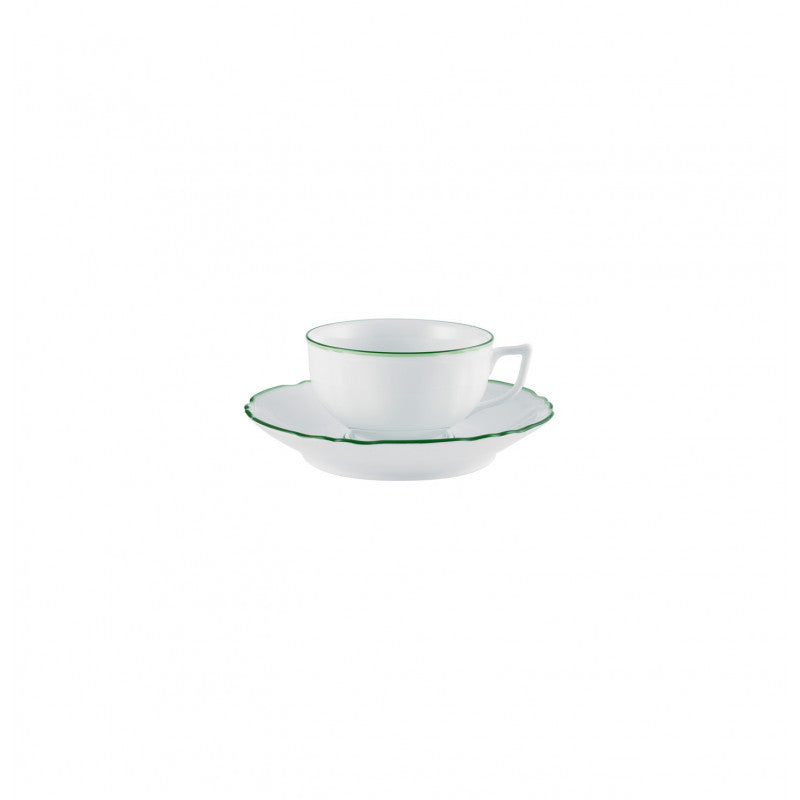 Tea cup extra without foot 9.7 cm green | Touraine Double Filet Vert