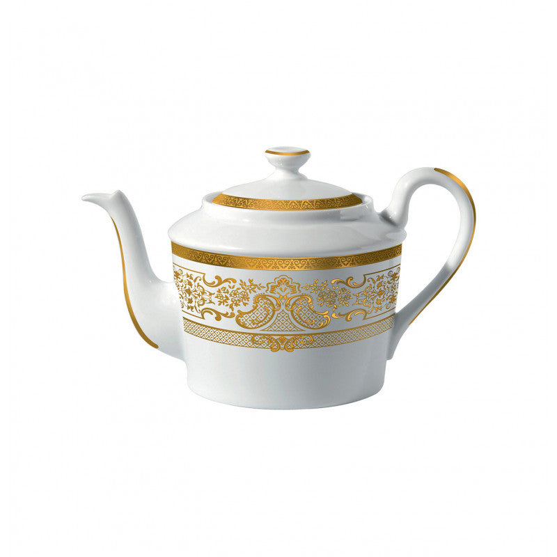 Tea pot 9.6 cm white with gold rim | Marignan