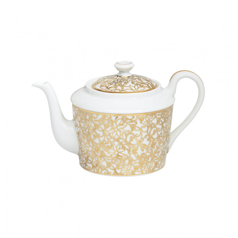 Tea pot 9.6 cm white with gold rim | Salamanque Or