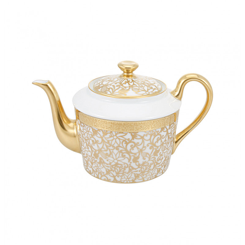 Tea pot 9.6 cm white with gold rim | Tolède Or