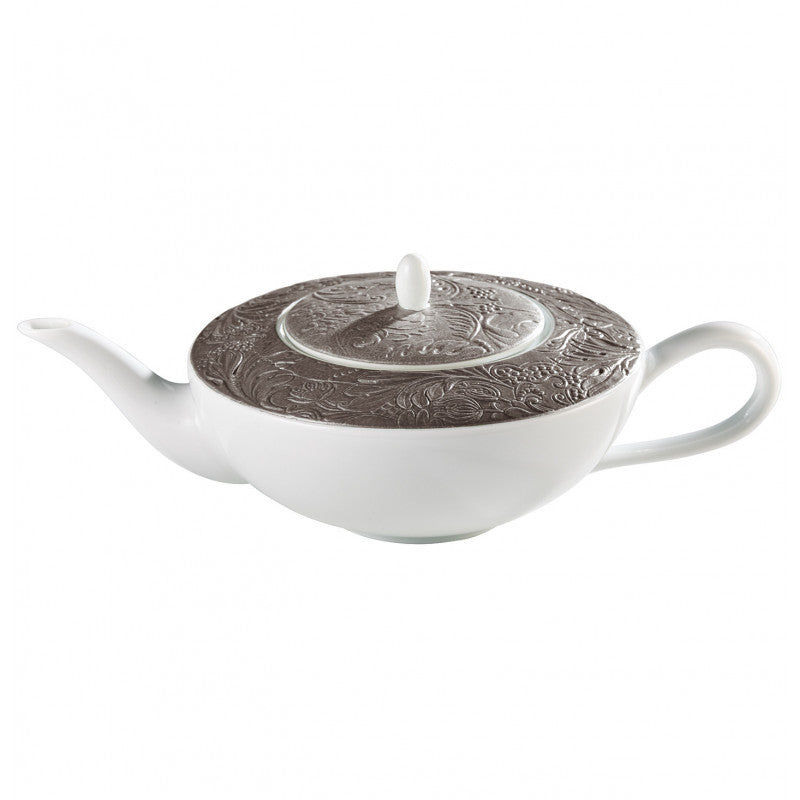 Tea pot cm grey with gold rim | Italian Renaissance