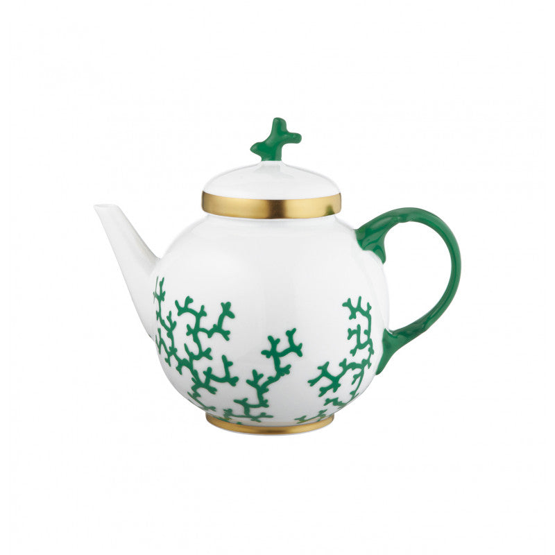 Tea pot 7.2 cm green with gold rim | Cristobal Emeraude