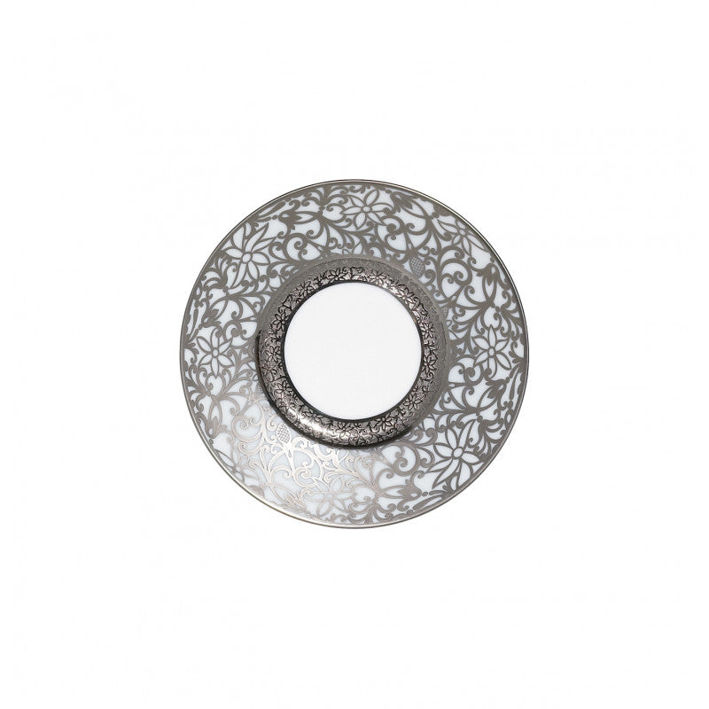 Tea saucer extra 15.5 cm white with platine rim | Tolède Platine