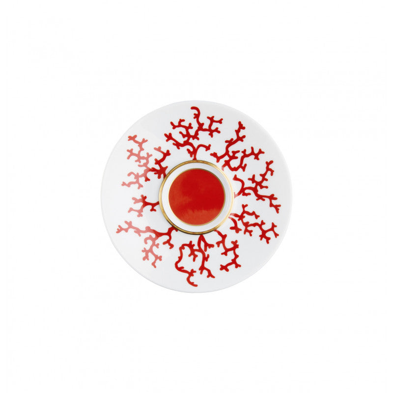 Tea saucer extra 15.5 cm red with gold rim | Cristobal Rouge