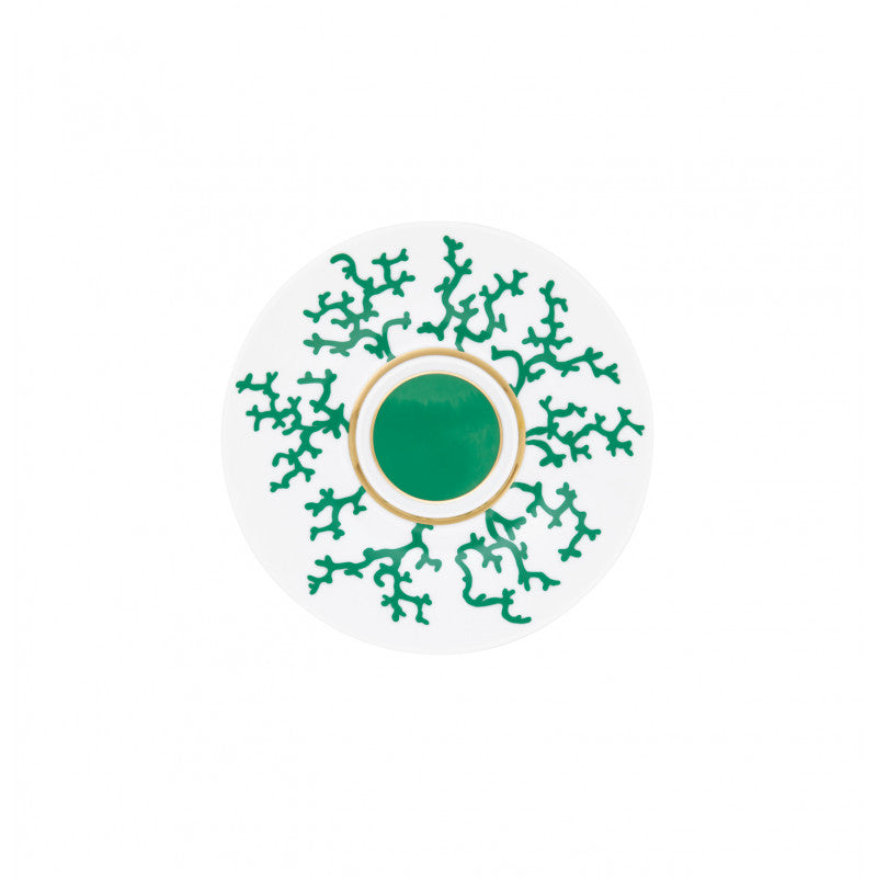 Tea saucer extra 15.5 cm green with gold rim | Cristobal Emeraude