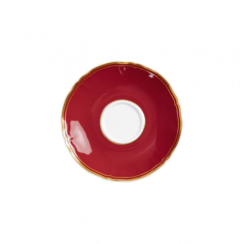 Tea saucer extra 16 cm red with gold rim | Mazurka