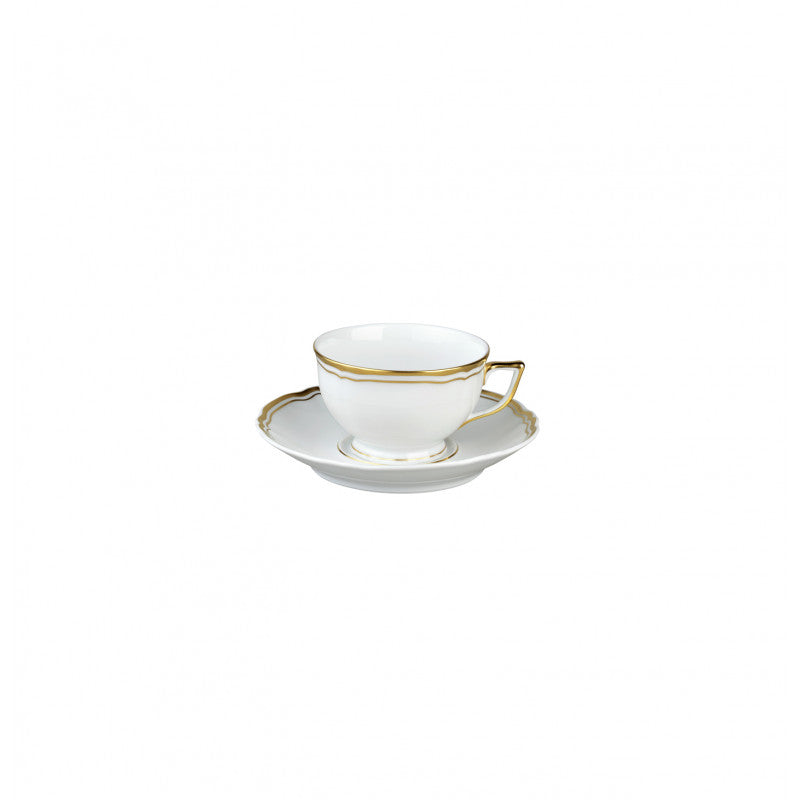 Tea saucer extra 16 cm white with gold rim | Polka Or