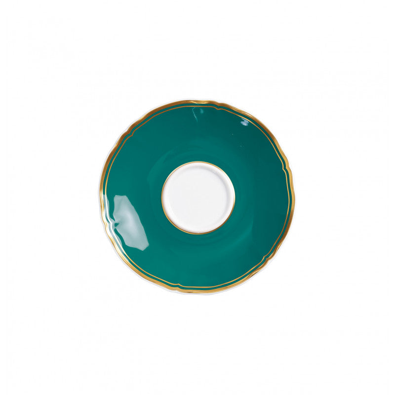 Tea saucer extra 16 cm turquoise with gold rim | Mazurka