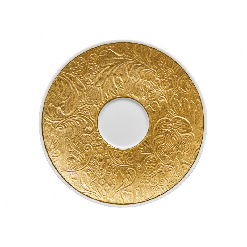 Tea saucer extra 17.5 cm gold with gold rim | Italian Renaissance Or