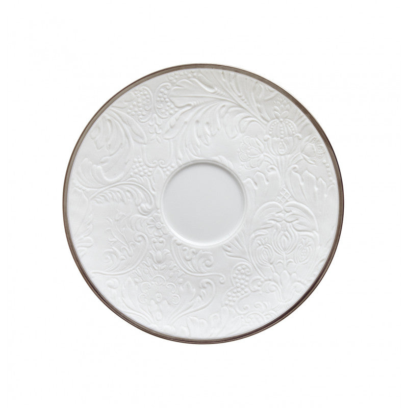 Tea saucer extra 17.5 cm white with platine rim | Italian Renaissance